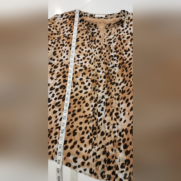 Calvin Klein Leopard Print Pintuck Tunic Long Sleeve Blouse Top Women's 18W 20W - Picture 9 of 12